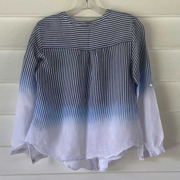 Zac & Rachel Stripe Button Down Tie Front Top Sz SP - Picture 5 of 7